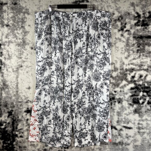 Susan Graver Pants Womens Size 3XP Floral White Wide Leg Comfort Stretch - Picture 1 of 10